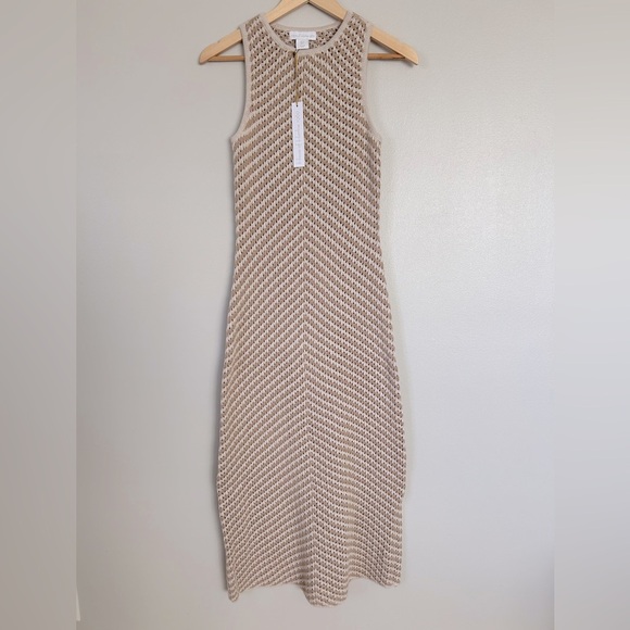 House of Harlow 1960 Dresses & Skirts - House of Harlow 1960  Khaki/Ivory Sleeveless Tan Knit Maxi Dress Size S